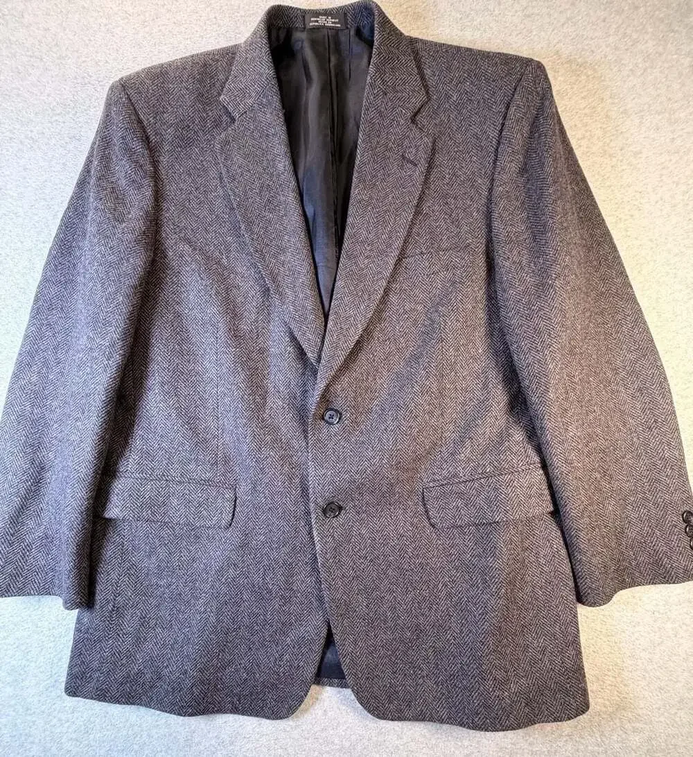 Towncraft Blazer Brown Wool Herringbone Tweed Sport Coat Jacket
